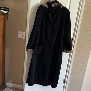 Women's Black Hooded Rain Coat